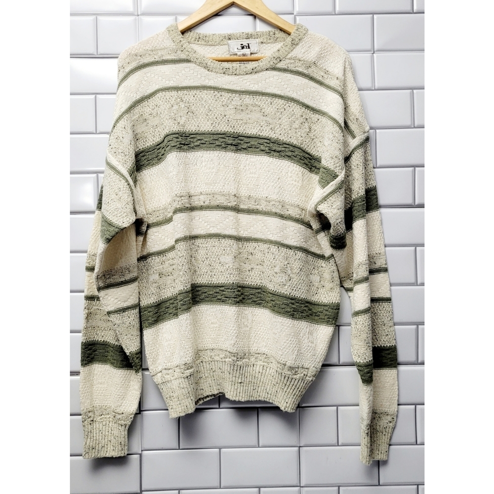 JED Men’s Vintage Medium Weight Knit Sweater Crew Neck Long Sleeve 